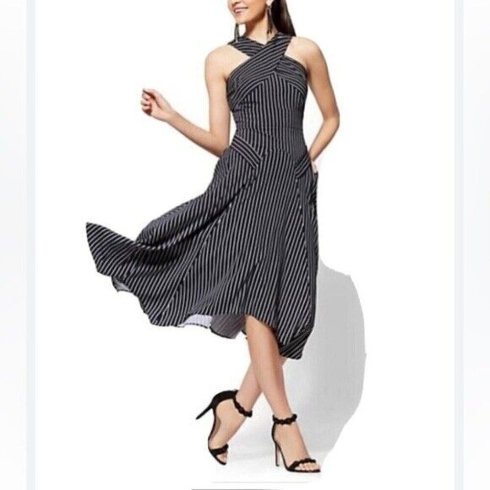 new york company women midi striped dress 4 party casual event classic luxury